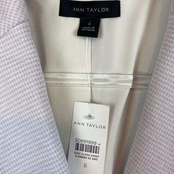 Ann Taylor Lavender Houndstooth Plaid Print Blazer Size 6 NWT! - Picture 11 of 14